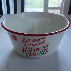 Hallmark Channel White and Red Enamel Coated Metal Bowl 10.5” Diameter NWT